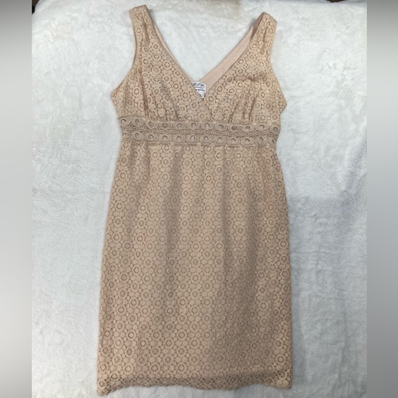 MSSP Max Studio women's beige crochet sleeveless dress Sz L - Picture 3 of 6